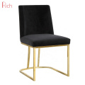 Foshan Home Furniture Beige Fabric Upholstery Leisure Chair Polished Gold Frame Dinning Room Goldfinger Chair